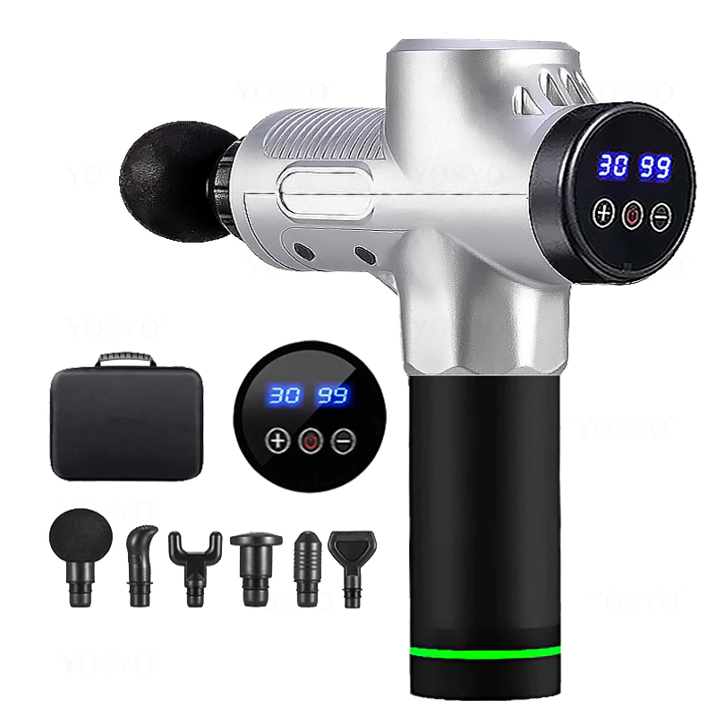 LCD Display Pain Relief Massage Gun with 6 head attachments