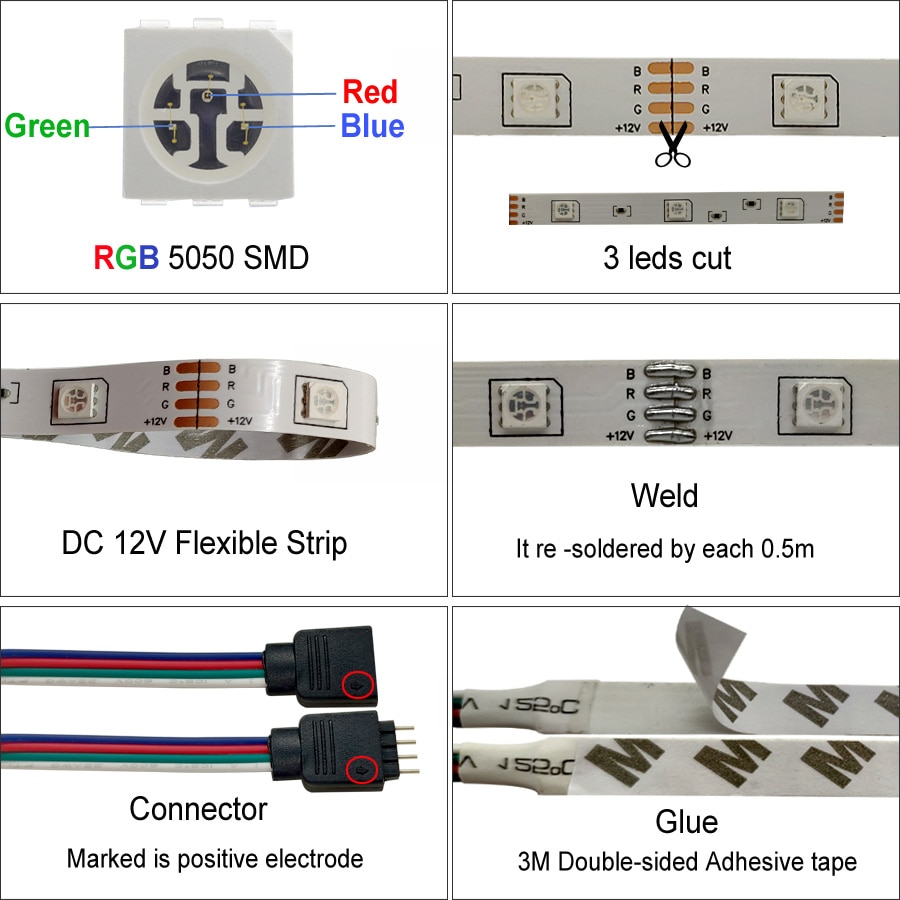 LED Stripes with Remote Control and Adapter