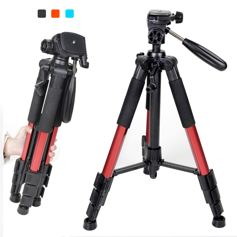 Professional Camera Tripod Stand comes in different color variations - Black, Red, Blue, Orange