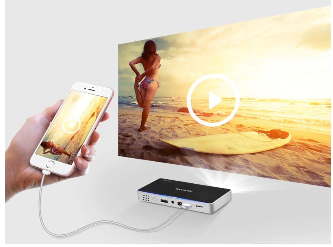 Glossy Pocket Smart Projector with 4K resolution