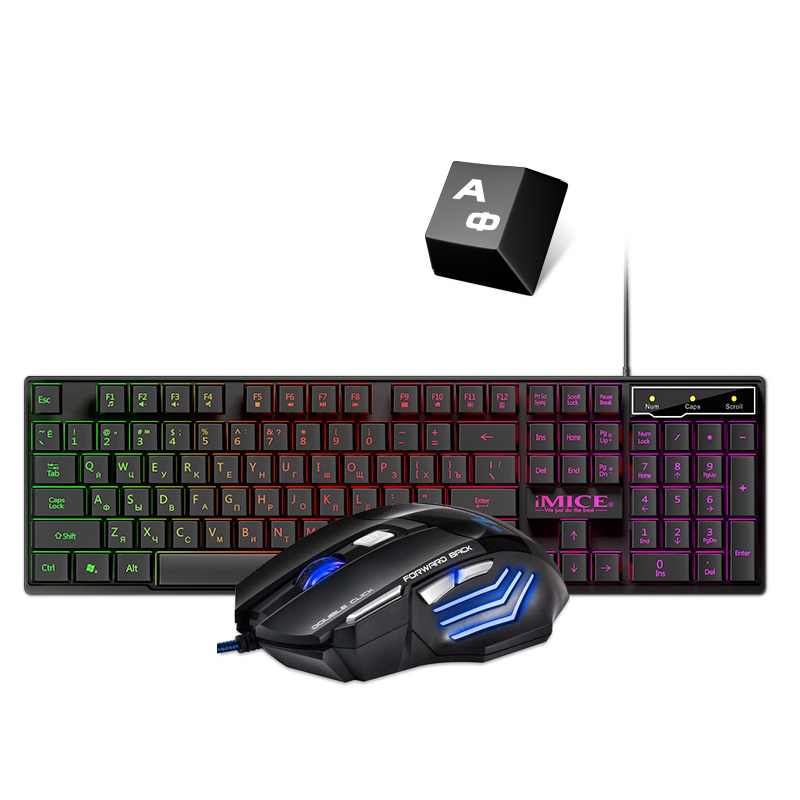 Wired Gaming Keyboard and Mouse Set with Russian keyboard configuration