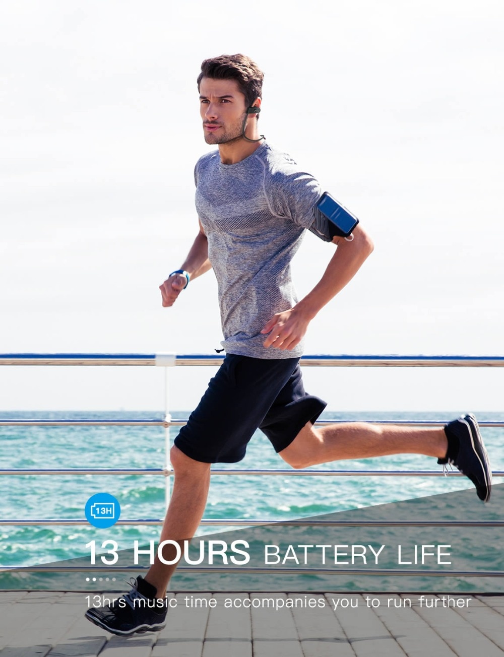 Waterproof Bluetooth 5.0 Sports Earphones with 13 hours battery life